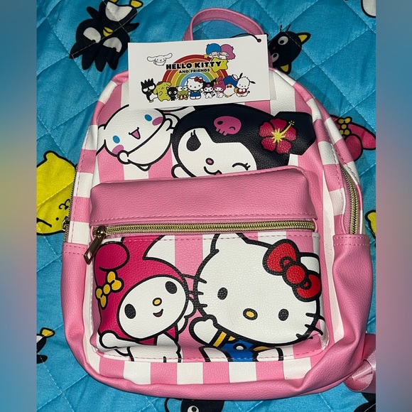 Hello Kitty Handbags - Hello Kitty and Friends Pink Striped Mini Backpack NEW NWT